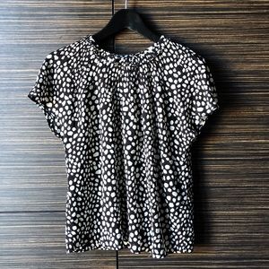 Zara short sleeve black and white polka dot blouse